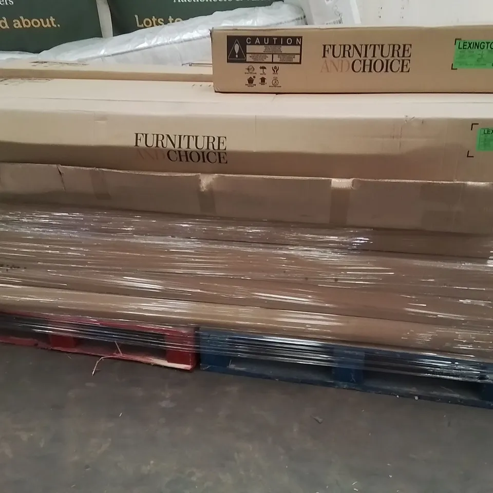 PALLET OF DESIGNER INCOMPLETE BED PARTS AND PIECES