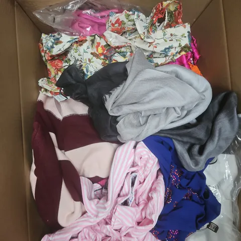 APPROXIMATELY 20 ASSORTED CLOTHING PRODUCTS IN VARIOUS STYLES & SIZES TO INCLUDE PANTS, T-SHIRTS, DRESSES ETC