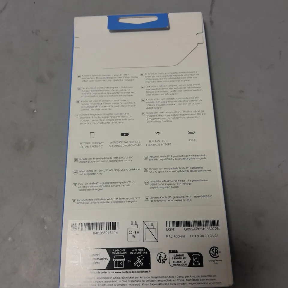 SEALED AMAZON KINDLE 16GB TABLET IN BLACK 