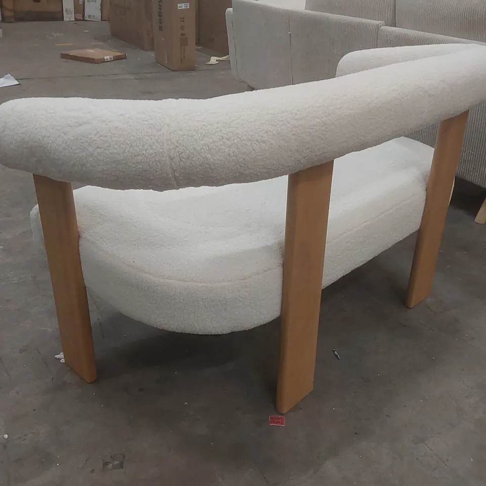 BOUCLE UPHOLSTERED 2 SEATER SOFA WITH SOLID WOOD LEGS