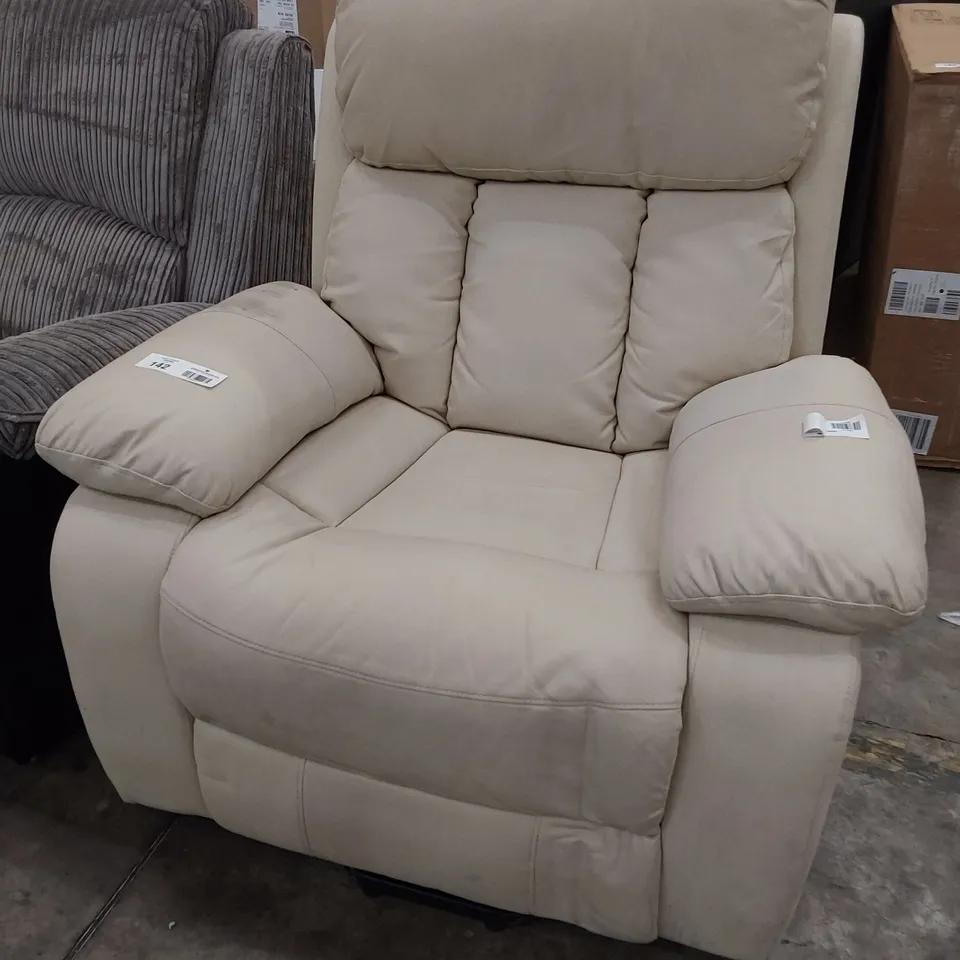 DESIGNER POWER RECLINING EASY CHAIR CREAM LEATHER 