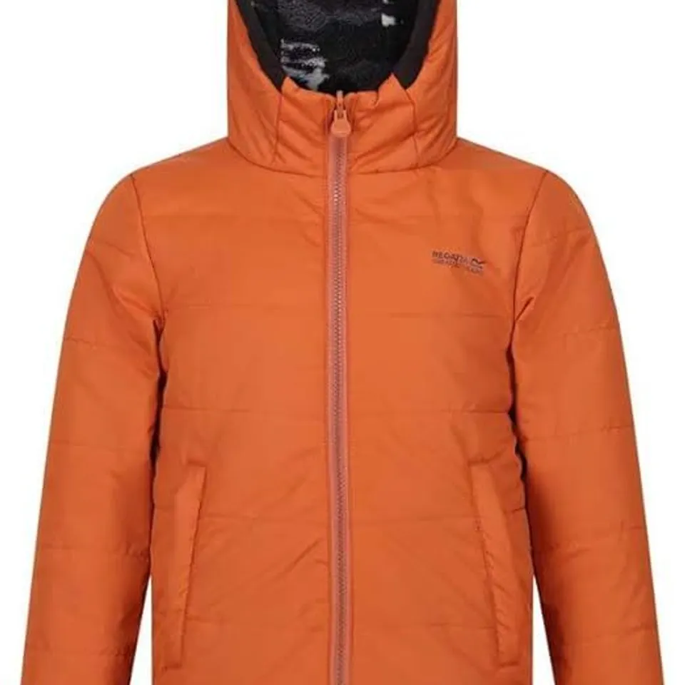 BRAND NEW REGATTA KIDS KYRELL REVERSIBLE JACKET IN BURNT COPPER/BLACK CAMO - 11-12RS