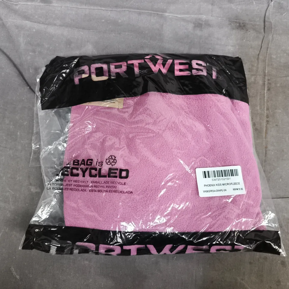BAGGED PORTWEST PHOENIX KIDS MICROFLEECE IN GRAPE - 3/4YEARS