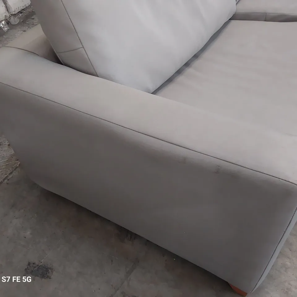 DESIGNER FOUR SEATER METAL ACTION SOFABED GREY LEATHER 
