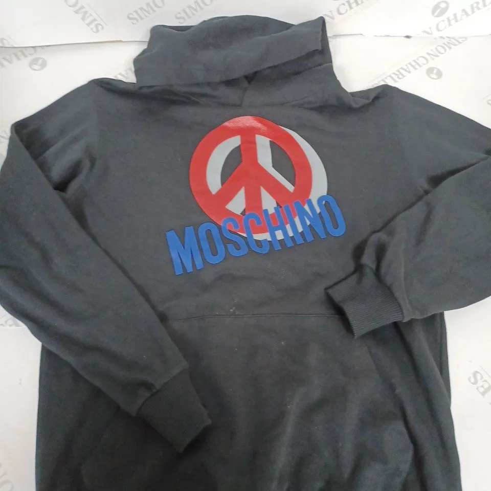MOSCHINO LOGO HOODIE IN BLACK SIZE UNSPECIFIED