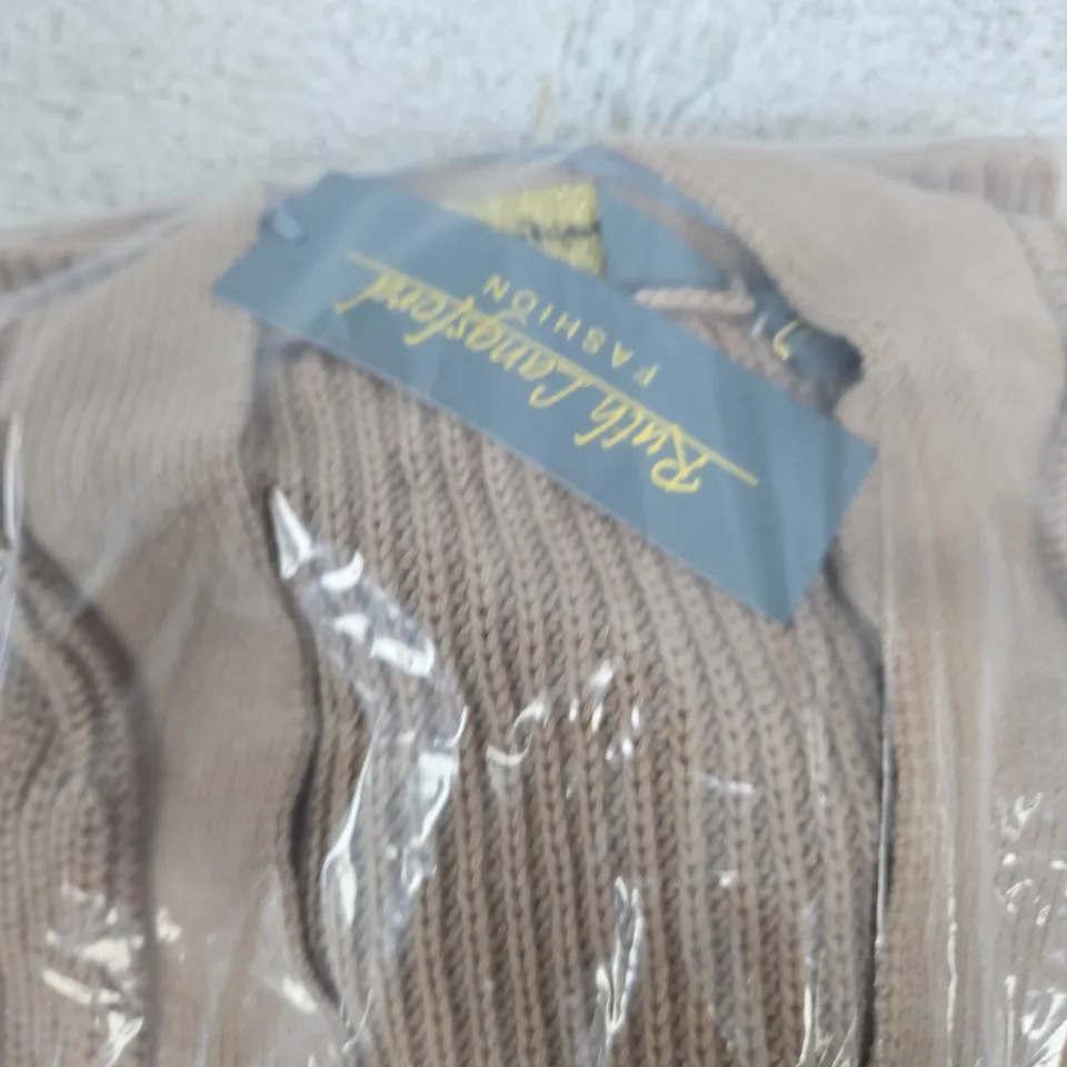 BAGGED RUTH LANGSFORD BUTTON FRONT CARDIGAN TAUPE SIZE XS
