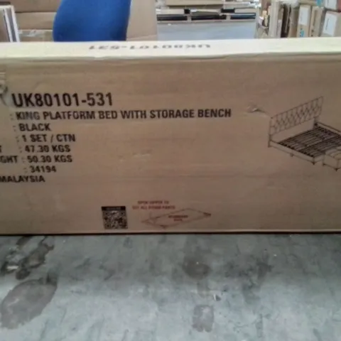 BRAND NEW KING PLATFORM BED WITH STORAGE BENCH  -BLACK-