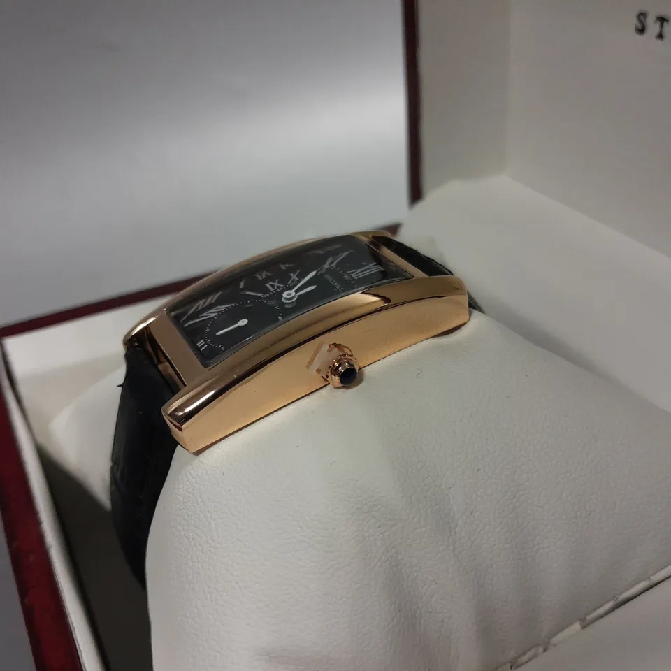 LADIES STOCKWELL WATCH WITH TEXTURED DIAL WITH SUB DIAL MINUTE HAND AND LEATHER STRAP IN GIFT BOX