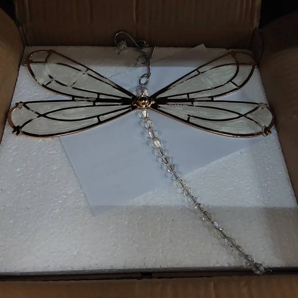 BOXED SET OF 2 CRYSTAL DRAGONFLY WALL DECOR PIECES (1 BOX)