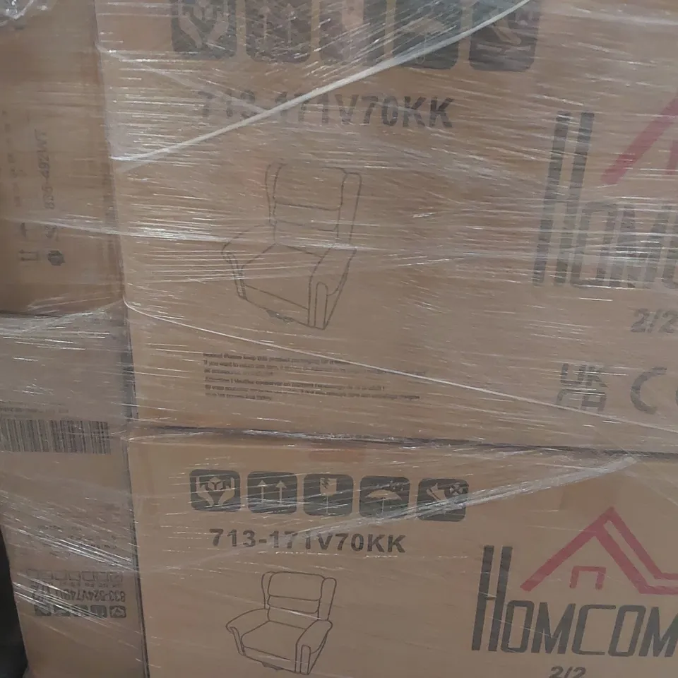 PALLET CONTAINING A VERY LARGE QUANTITY OF ASSORTED DESIGNER FURNITURE PARTS INCLUDING: RECLINER CHAIR PARTS ECT