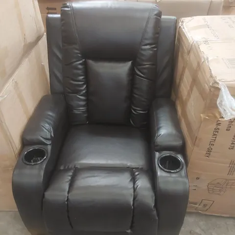 DESIGNER FAUX LEATHER UPHOLSTERED PUSH-BACK RECLINING ARMCHAIR