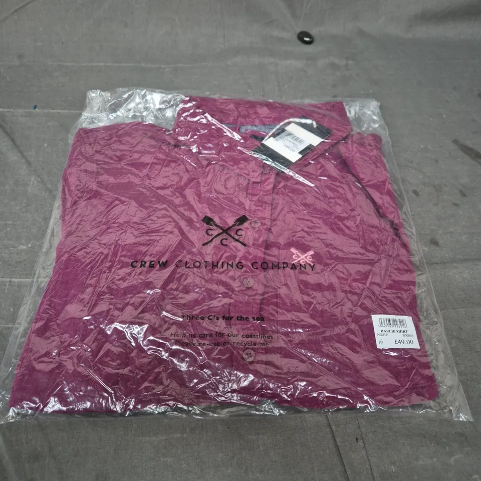 CREW CLOTHING COMPANY HARLIE SHIRT – PURPLE, UK SIZE 16