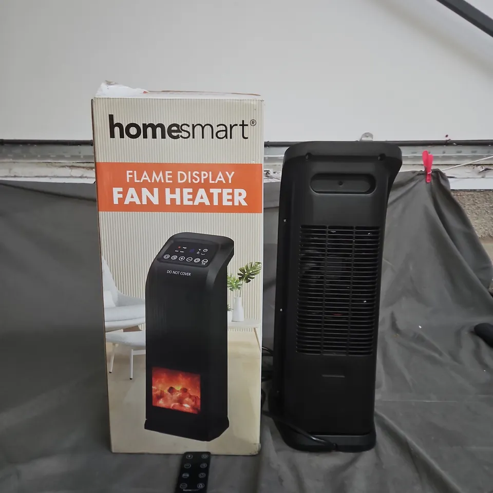 HOMESMART FLAME DISPLAY FAN HEATER – BLACK, WITH REMOTE (BOXED)