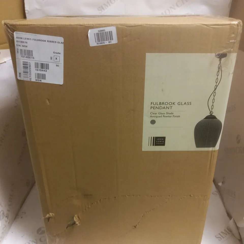 BOXED JOHN LEWIS FULBROOK GLASS PENDANT