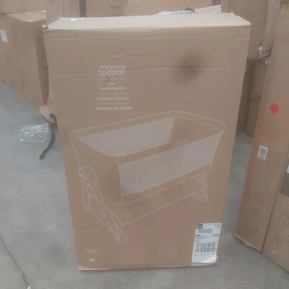 BOXED MAMAS & PAPAS LUA BEDSIDE CRIB - BEIGE (1 BOX)