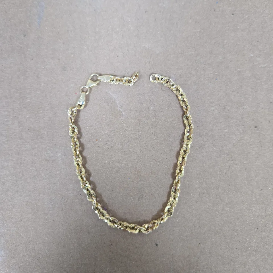 TALIAN 9ct GOLD DIAMOND CUT POLISHED 19CM BRACELET 2.2G