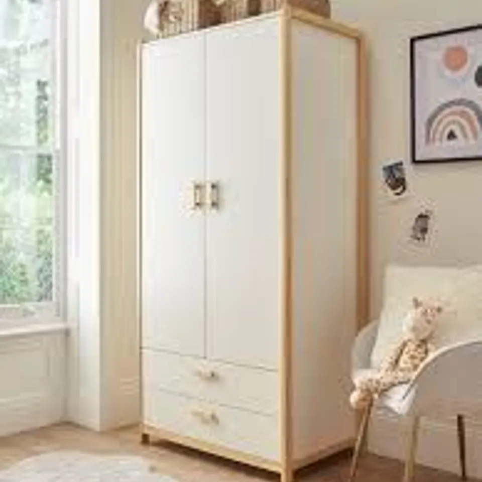 BRAND NEW BOXED EVORA 2-DOOR WARDROBE - 2 BOXES -WHITE OAK-