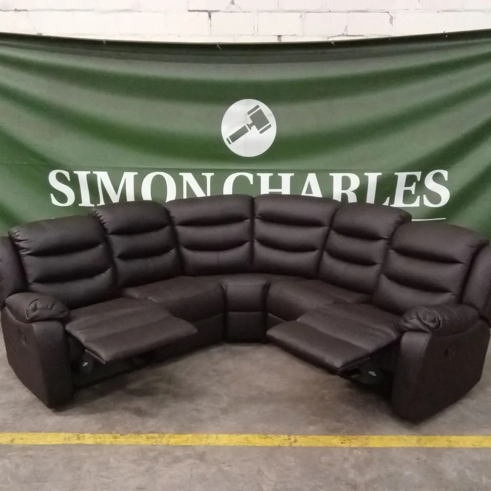 ROTHBURY LUXURY FAUX LEATHER HIGH BACK MANUAL RECLINER CORNER GROUP SOFA - CHOCOLATE RRP £1599
