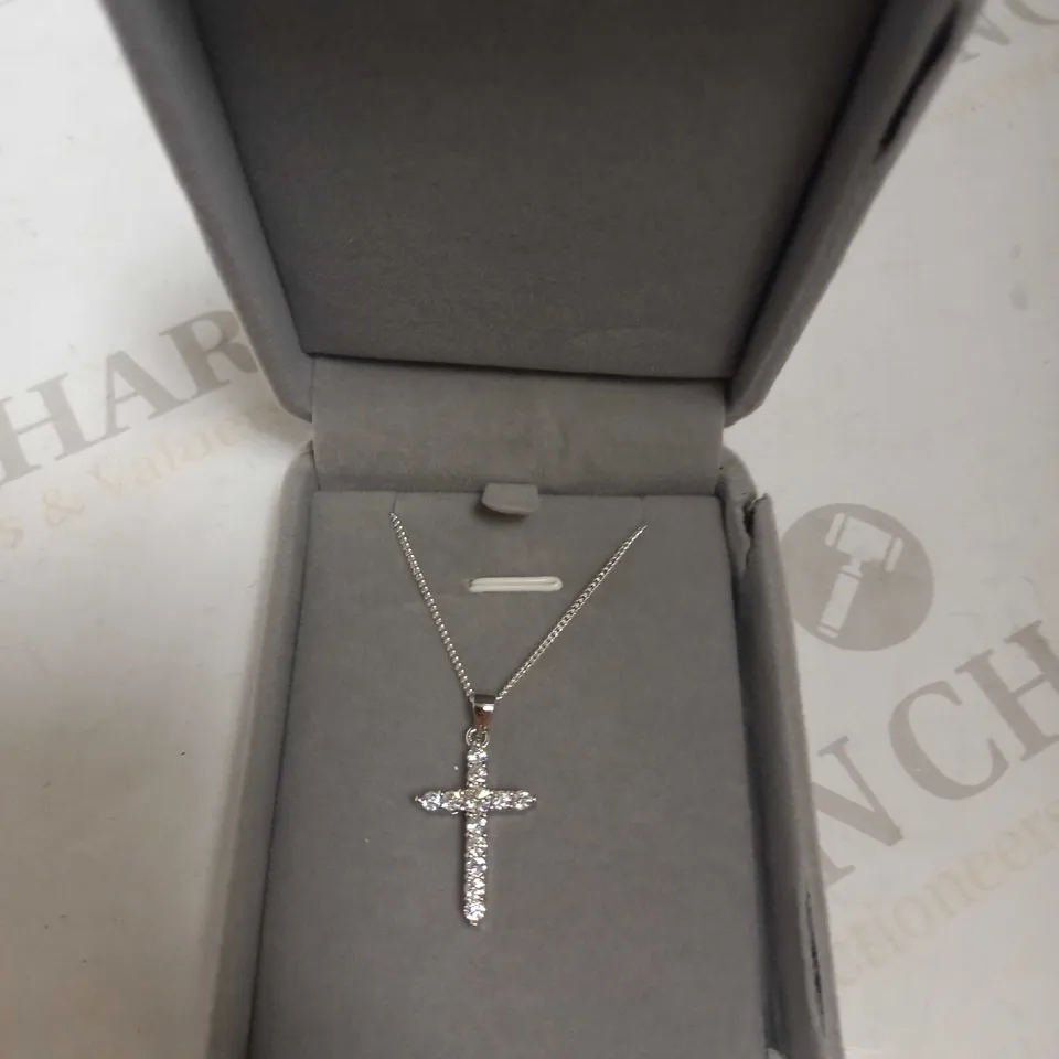 SAY IT WITH DIAMONDS CLAW SET CROSS NECKLACE STERLING SILVER RRP £74