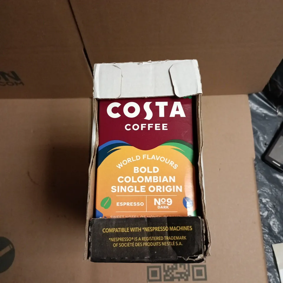 COSTA COFFEE WORLD FLAVOURS BOLD COLOMBIAN SINGLE ORIGIN ESPRESSO CAPSULES – NESPRESSO COMPATIBLE, NO.9 DARK BOX OF 10 PACKS OF 10