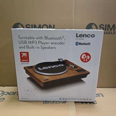 BOXED LENCO TURNTABLE WITH BLUETOOTH AND BUILT IN SPEAKERS - LS-55WA
