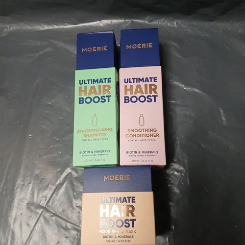 3 X MOERIE HAIR PRODUCTS INCLUDING SHAMPOO, CONDITIONER ETC