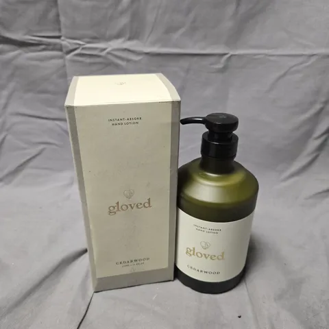 BOXED GLOVED INSTANT-ABSORB HAND LOTION – CEDARWOOD (PUMP BOTTLE)