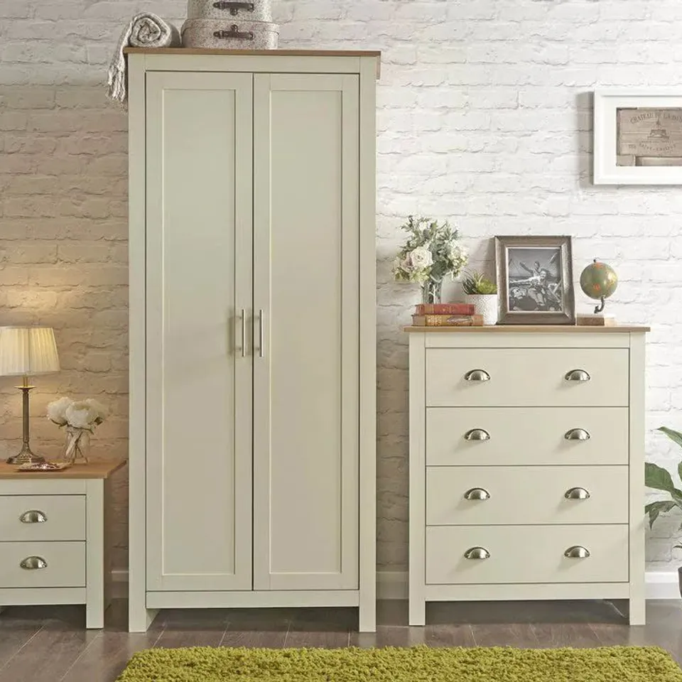 BOXED GFW LANCASTER CREAM 3 PIECE BEDROOM FURNITURE SET (4 BOXES)