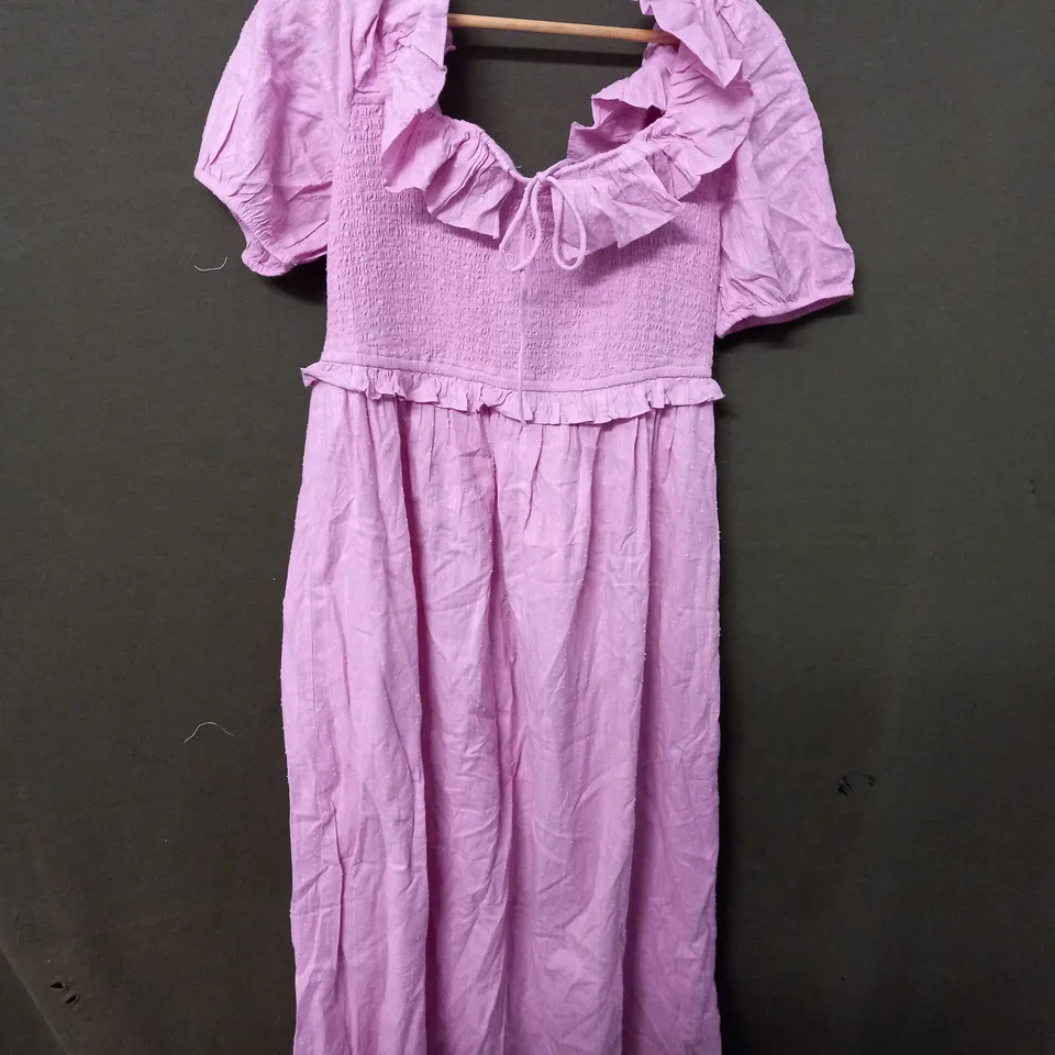 NOBODYS CHILD ARIA MIDI DRESS PLAIN IN WOVEN PINK - SIZE 14