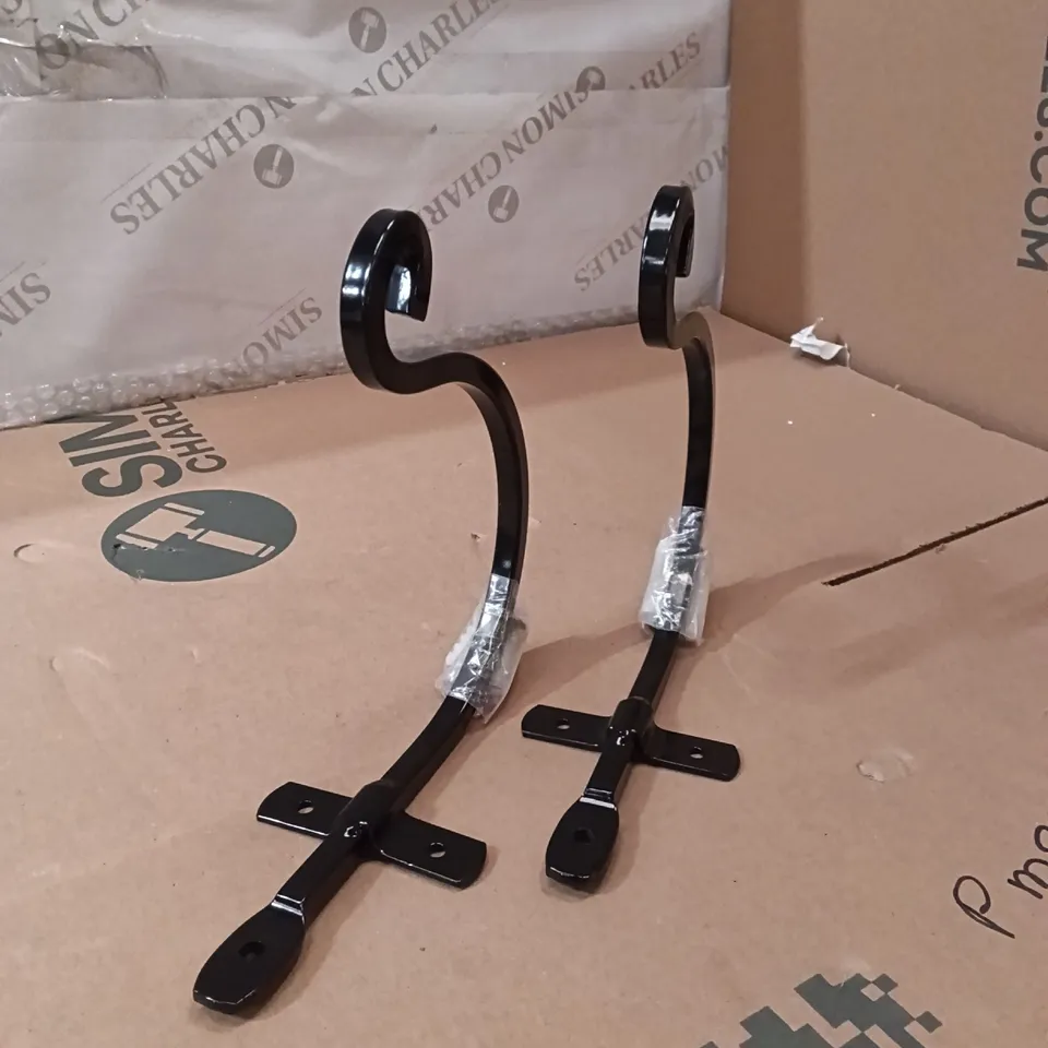BOXED METAL FORGE BASKET HOOK, 20CM (SET OF 2) - BLACK (1 BOX)