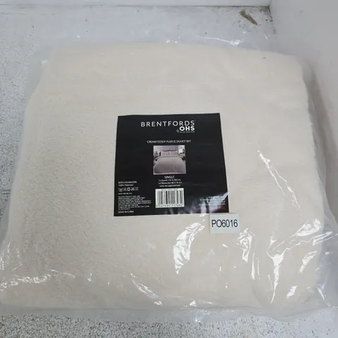 BAGGED BRENTFORDS OHS CREAM TEDDY FLEECE DUVET SET β SINGLE