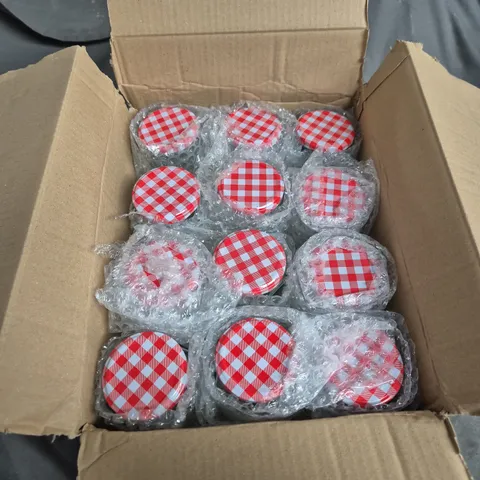 BOX OF APPROXIMATELY 24 GLASS JARS