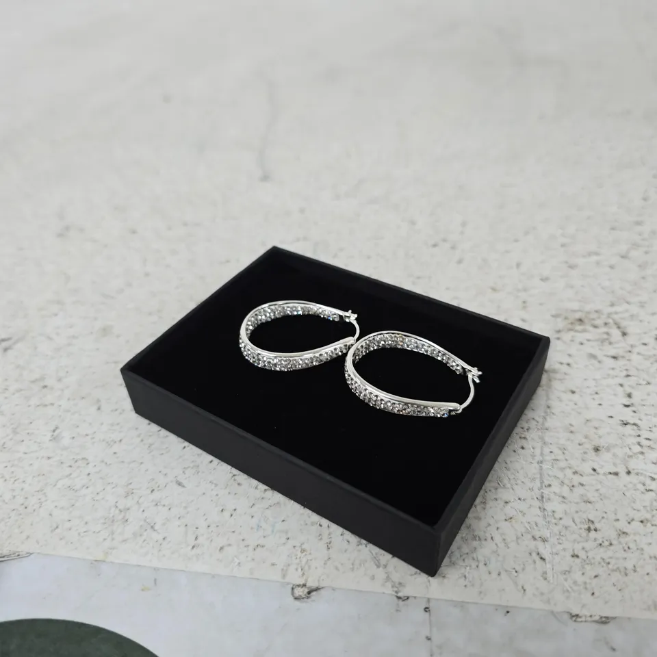 THE LOVE COLLECTION SILVER CRYSTAL HOOP EARRINGS