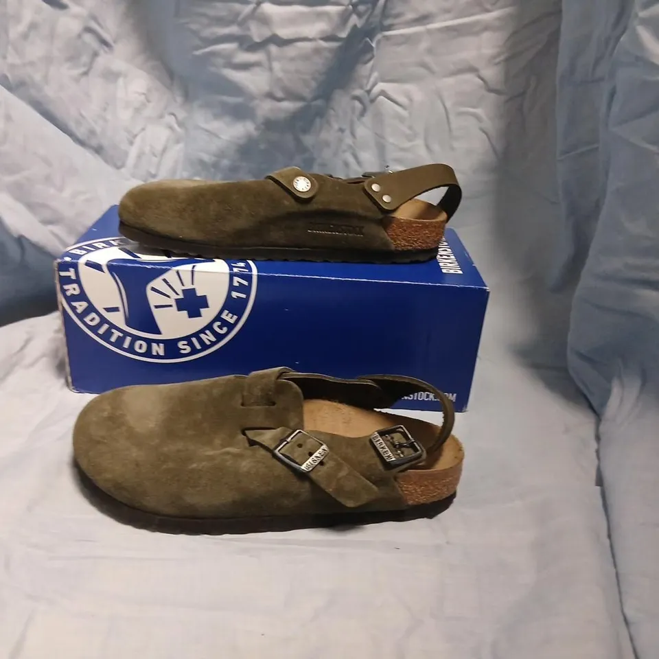 BIRKENSTOCK TOKIO II SUEDE SANDALS – THYME BROWN, UK 4.5 (EU 37)