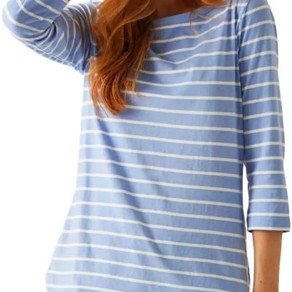 REGATTA WOMEN'S BAYLETTA TEE T-SHIRT BLUE / WHITE - UK SIZE 10