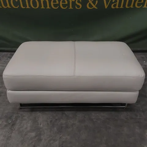 QUALITY DESIGNER ITALIAN MADE LEATHER FOOTSTOOL IN CAPPUCCINO