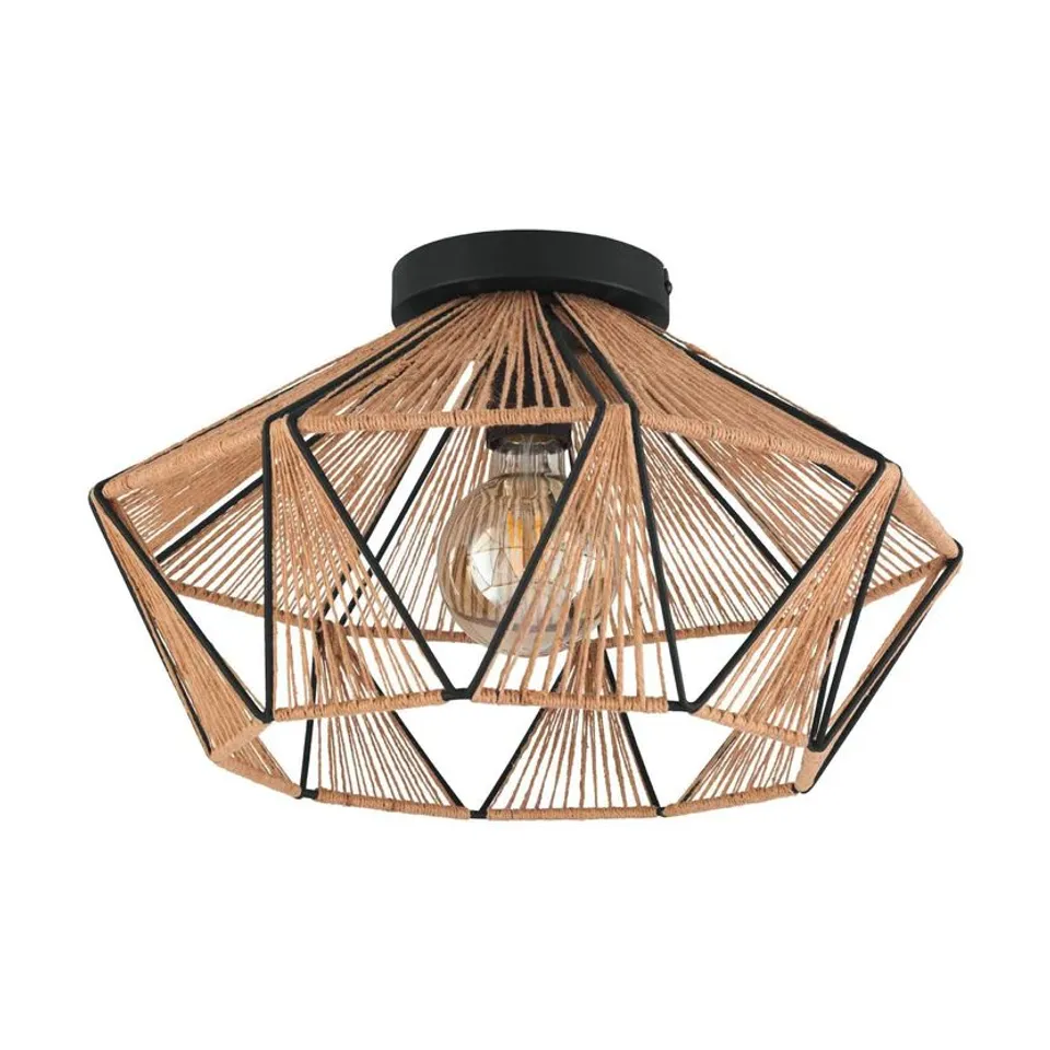 BOXED EGLO ADWICKLE BLACK/NATURAL CEILING LIGHT
