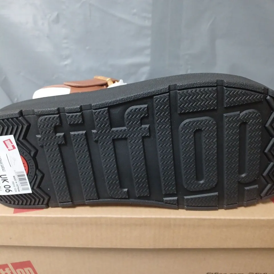 BOXED PAIR OF FITFLOP GEN-FF LEATHER FISHERMAN SANDALS IN DEEP TAN - SIZE 6