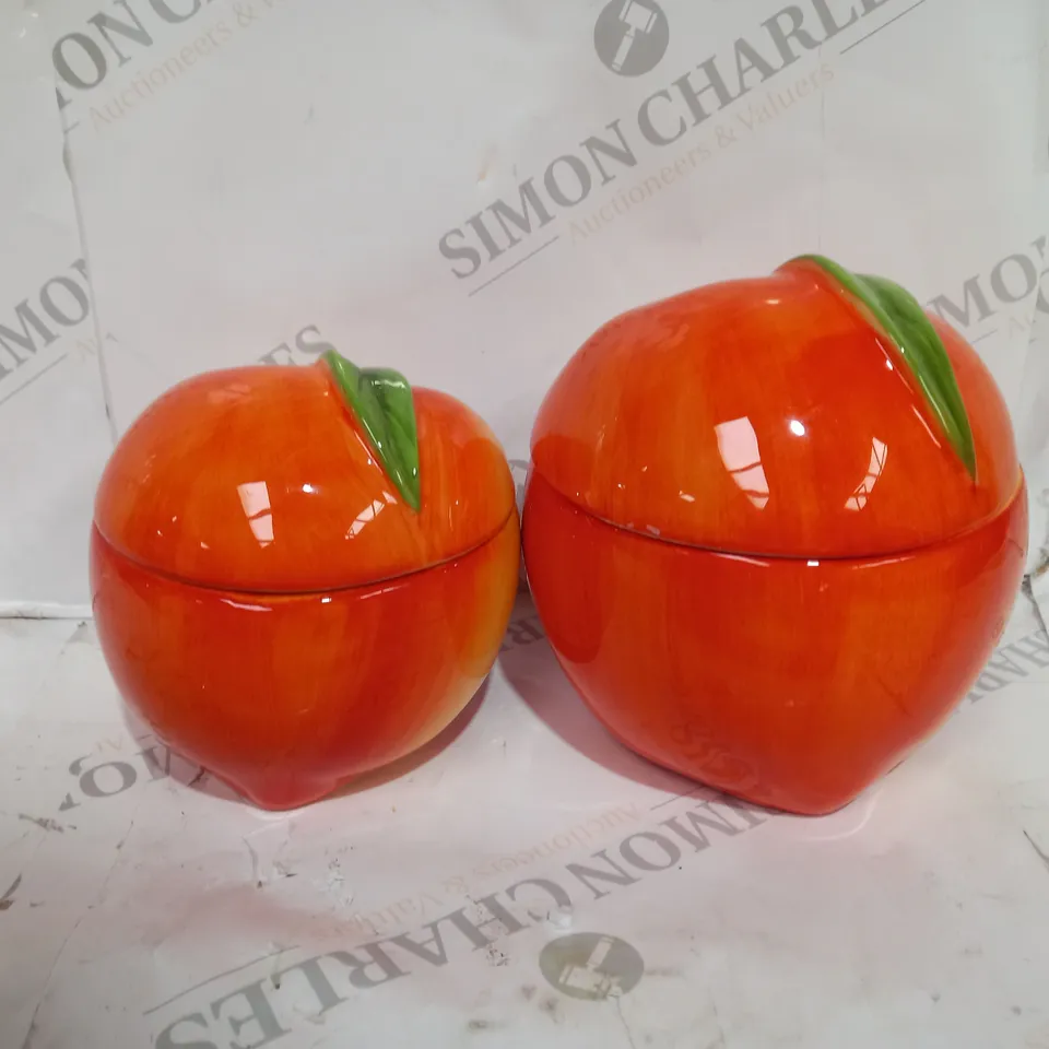 HOMEWORX BY HARRY SLATKIN & CO SET OF 2 CERAMIC PEACH CANDLES // COLLECTION ONLY