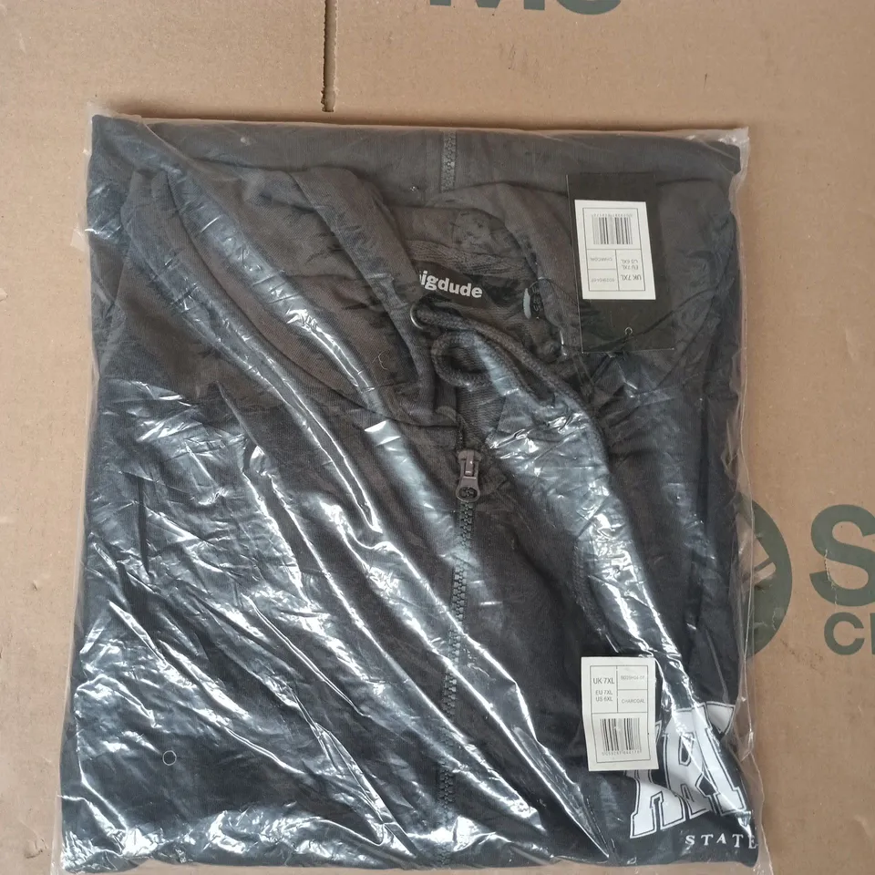 BAGGED BIG DUDE ZIP-UP HOODIE IN BLACK SIZE 7XL