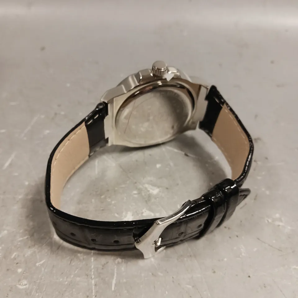MENS FRANK SCHMIDT WATCH – TEXTURED DIAL WITH DATE – LEATHER STRAP - MODEL: FSL AMBASSADOR
