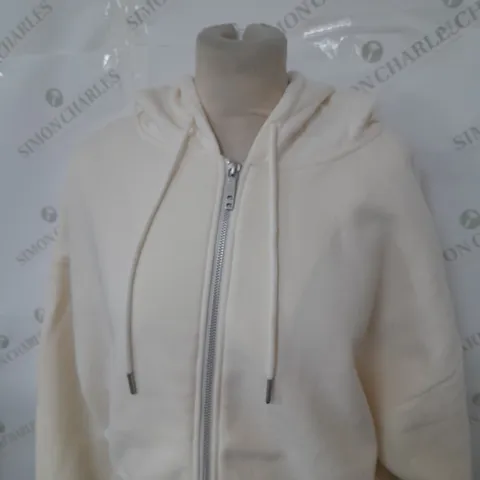 COTTON ON PLUSH CROPPED LONG SLEEVE ZIP THROUGH HOODED JUMPER IN WHISPER WHITE SIZE XL