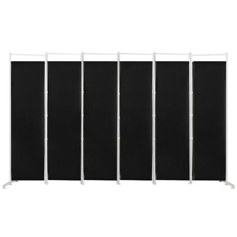 BOXED COSTWAY 6-PANEL FOLDING ROOM DIVIDER WITH ADJUSTABLE FOOT PADS - BLACK