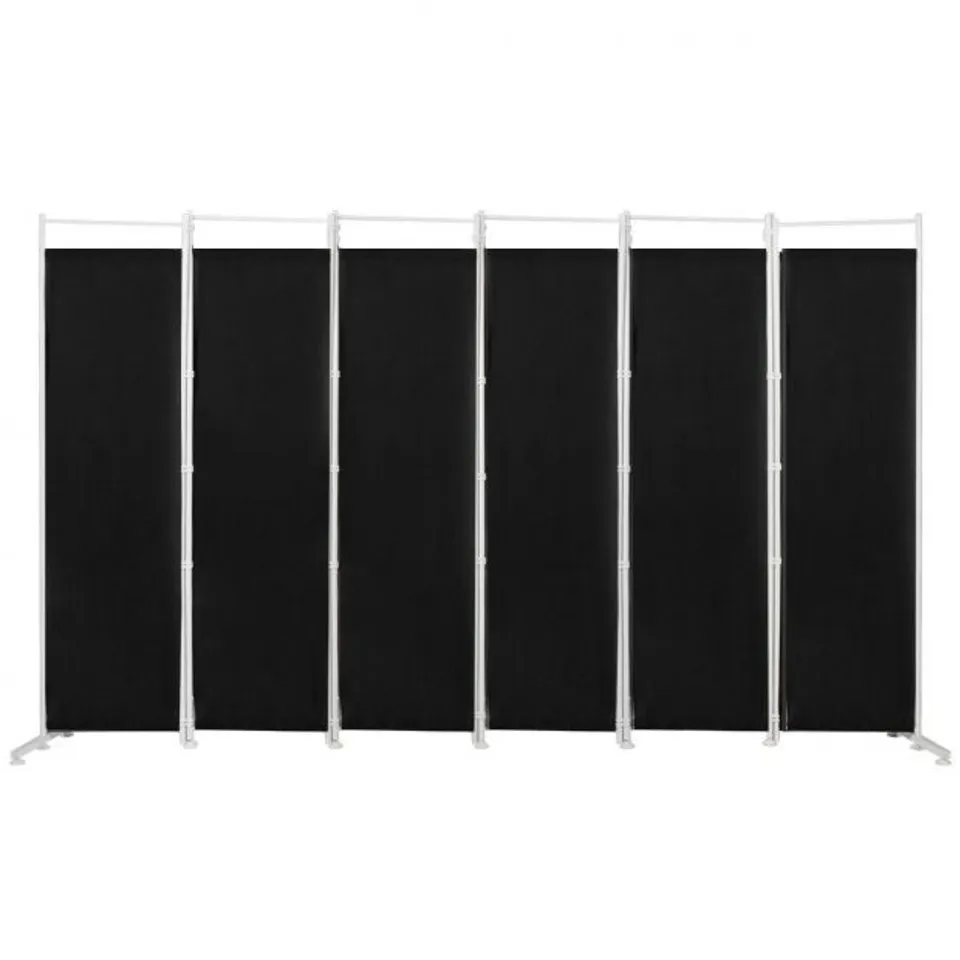 BOXED COSTWAY 6-PANEL FOLDING ROOM DIVIDER WITH ADJUSTABLE FOOT PADS - BLACK