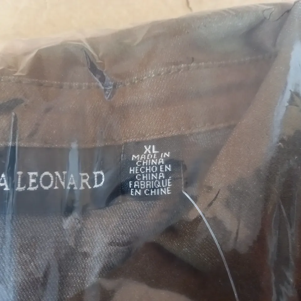 BRAND NEW ELBOW SLEEVE BUTTON UP STRETCH DENIM DRESS BY NINA LEONARD IN OLIVE - SIZE XL
