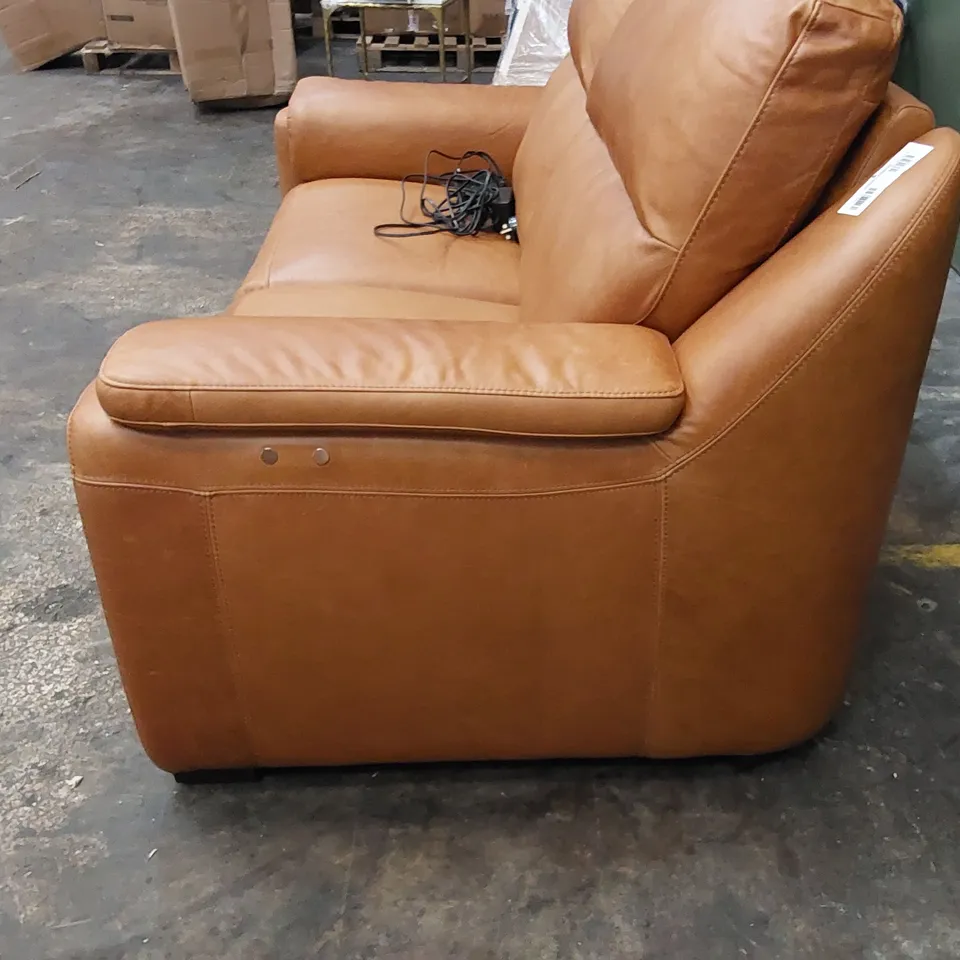 QUALITY ITALIAN DESIGNER PARMA NEW ELECTRIC LOVESEAT BROWN LEATHER