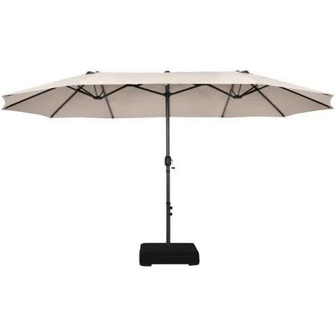 BOXED COSTWAY 13 FEET DOUBLE-SIDED PATIO TWIN TABLE UMBRELLA WITH CRANK HANDLE - BEIGE