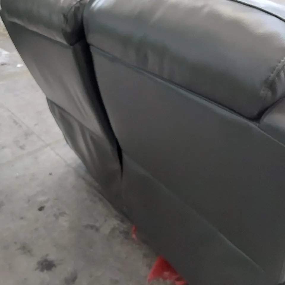 DESIGNER POWER RECLINING TWO SEATER SOFA CHARCOAL LEATHER 