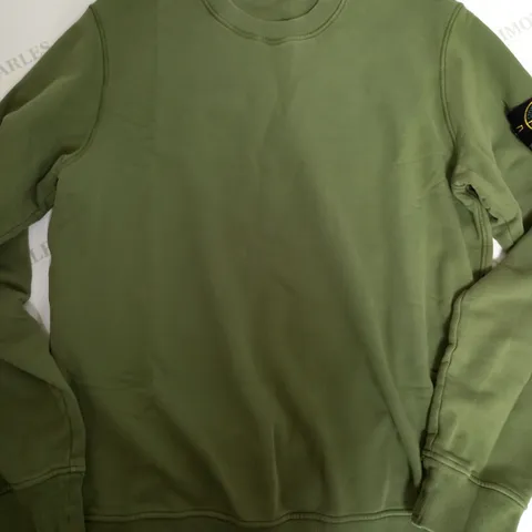 STONE ISLAND LONG SLEEVE ROUCH NECK JUMPER IN KHAKI - LARGE
