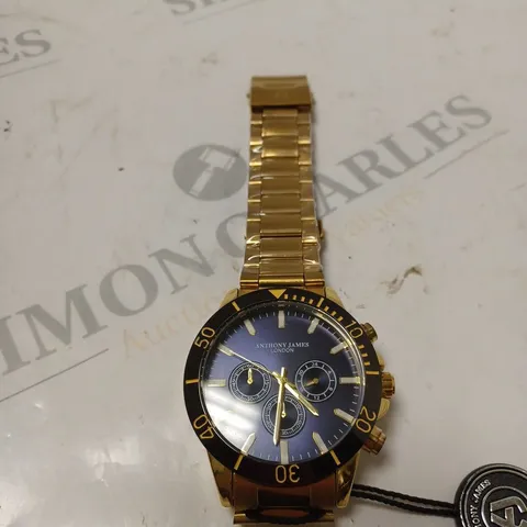 UNBOXED ANTHONY JAMES LONDON GOLD/NAVY WATCH